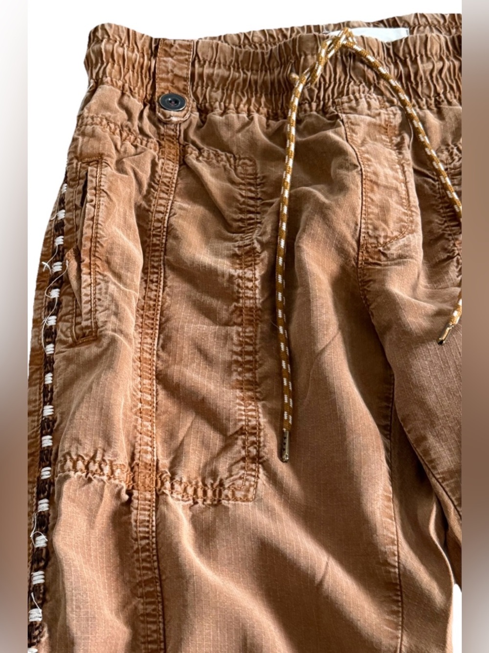 ANTHROPOLOGIE Byron Tobacco Brown Utility Joggers Pants + Embroidery Size XS - Picture 4 of 10